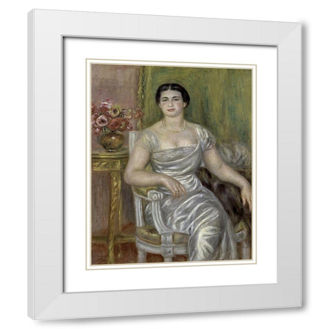 Portrait of the Poetess Alice Valliere White Modern Wood Framed Art Print with Double Matting by Renoir, Pierre-Auguste