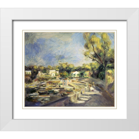 Scenery in Cagnes (Paysage a Cagnes) White Modern Wood Framed Art Print with Double Matting by Renoir, Pierre-Auguste