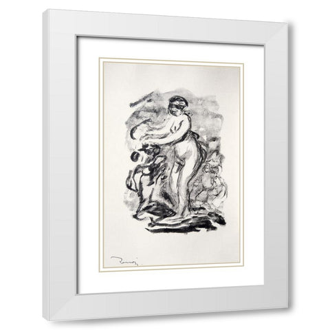 The Bather White Modern Wood Framed Art Print with Double Matting by Renoir, Pierre-Auguste