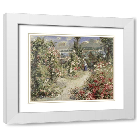The Greenhouse White Modern Wood Framed Art Print with Double Matting by Renoir, Pierre-Auguste