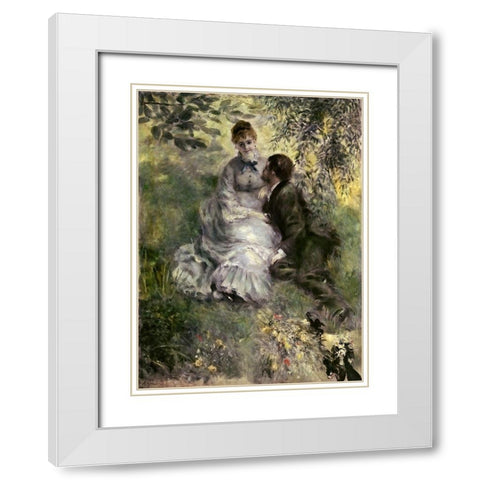 The Lovers White Modern Wood Framed Art Print with Double Matting by Renoir, Pierre-Auguste
