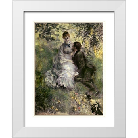 The Lovers White Modern Wood Framed Art Print with Double Matting by Renoir, Pierre-Auguste