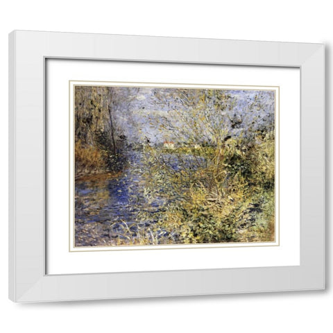 The Seine at Argenteuil White Modern Wood Framed Art Print with Double Matting by Renoir, Pierre-Auguste