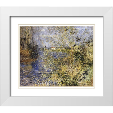 The Seine at Argenteuil White Modern Wood Framed Art Print with Double Matting by Renoir, Pierre-Auguste