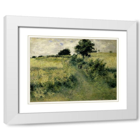 Two People in a Field White Modern Wood Framed Art Print with Double Matting by Renoir, Pierre-Auguste