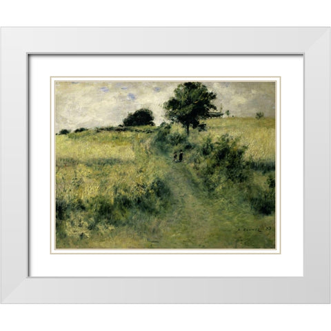 Two People in a Field White Modern Wood Framed Art Print with Double Matting by Renoir, Pierre-Auguste