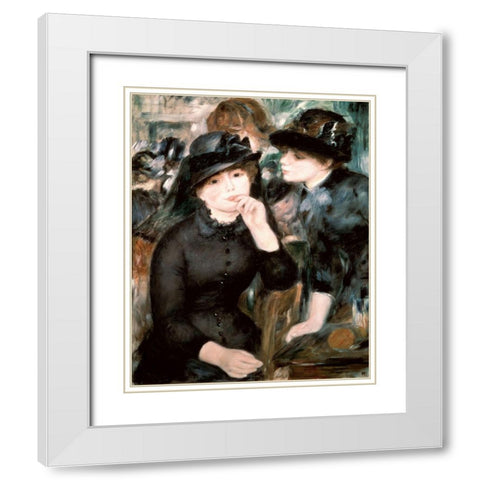Two Women White Modern Wood Framed Art Print with Double Matting by Renoir, Pierre-Auguste
