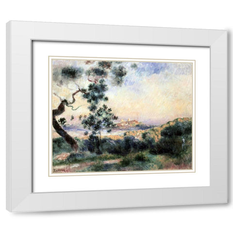 Vue DAntibes White Modern Wood Framed Art Print with Double Matting by Renoir, Pierre-Auguste