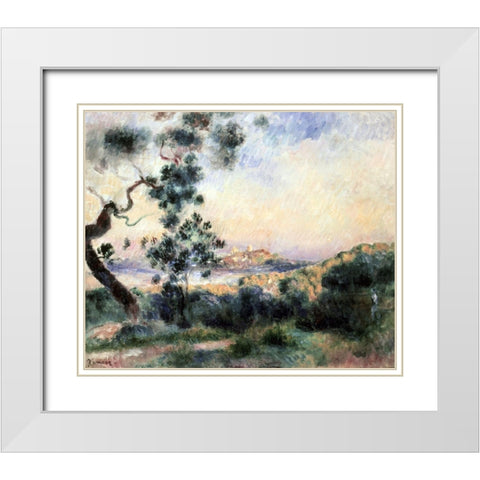 Vue DAntibes White Modern Wood Framed Art Print with Double Matting by Renoir, Pierre-Auguste
