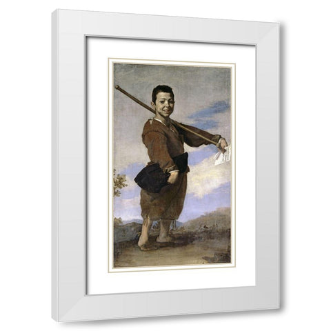 Club-Footed Boy White Modern Wood Framed Art Print with Double Matting by Ribera, Jusepe de