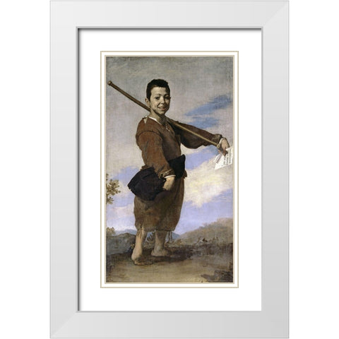 Club-Footed Boy White Modern Wood Framed Art Print with Double Matting by Ribera, Jusepe de