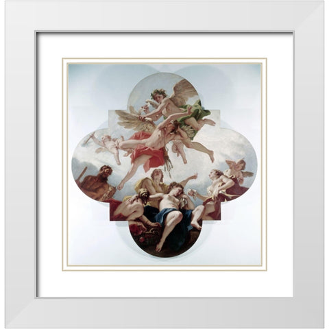 Taming of Cupid (Love Punished) White Modern Wood Framed Art Print with Double Matting by Ricci, Sebastiano