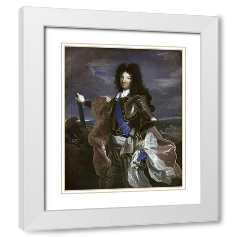 Louis XIV, King of France White Modern Wood Framed Art Print with Double Matting by Rigaud, Hyacinthe
