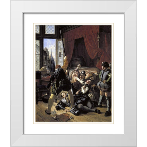 St. Bartholomews Day Massacre White Modern Wood Framed Art Print with Double Matting by Robert-Fleury, Joseph Nicolas