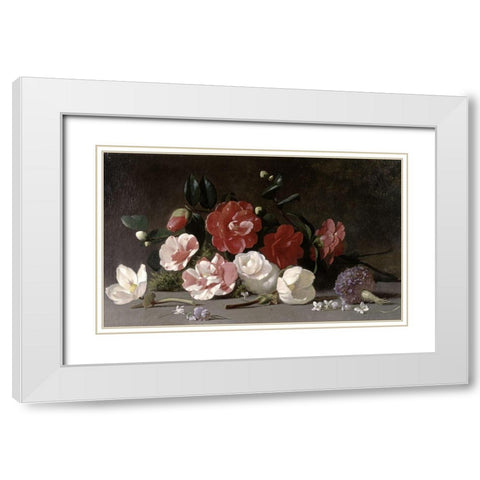 Floral Still Life White Modern Wood Framed Art Print with Double Matting by Robie, Jean-Baptiste