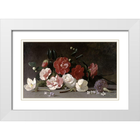 Floral Still Life White Modern Wood Framed Art Print with Double Matting by Robie, Jean-Baptiste