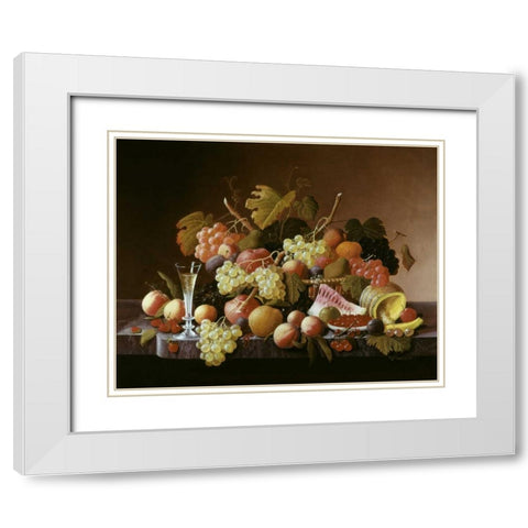 Tabletop Still Life White Modern Wood Framed Art Print with Double Matting by Roesen, Severin