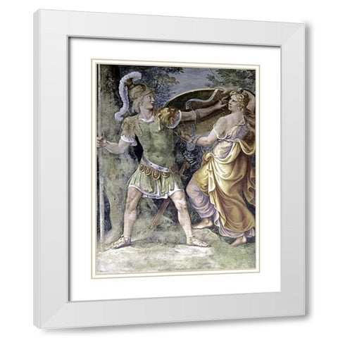 Thetis Arming Achilles White Modern Wood Framed Art Print with Double Matting by Romano, Giulio
