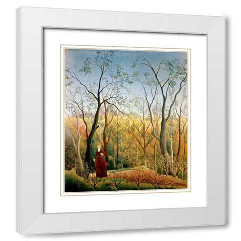 A Stroll in the Woods White Modern Wood Framed Art Print with Double Matting by Rousseau, Henri