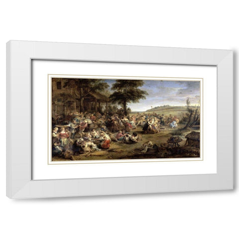 A Village Wedding White Modern Wood Framed Art Print with Double Matting by Rubens, Peter Paul