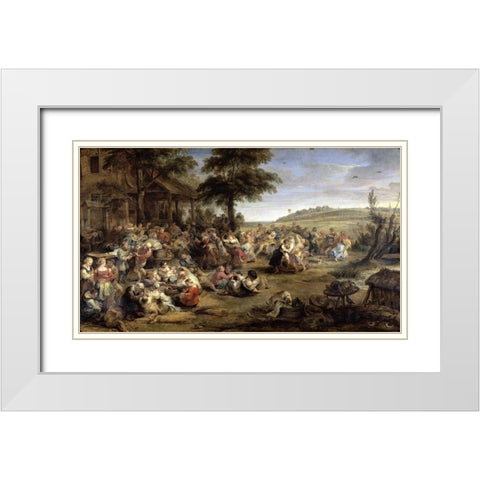 A Village Wedding White Modern Wood Framed Art Print with Double Matting by Rubens, Peter Paul