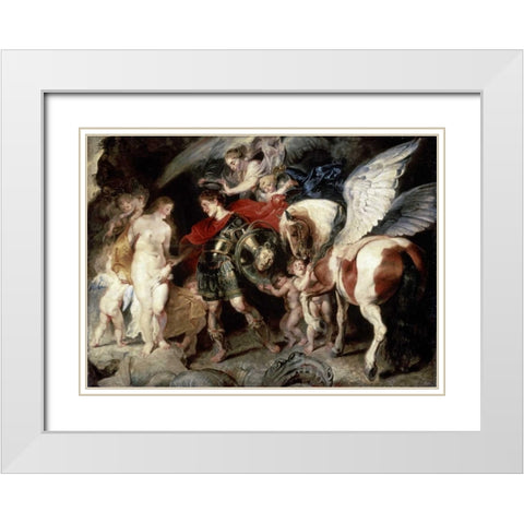 Perseus Liberating Andromeda White Modern Wood Framed Art Print with Double Matting by Rubens, Peter Paul