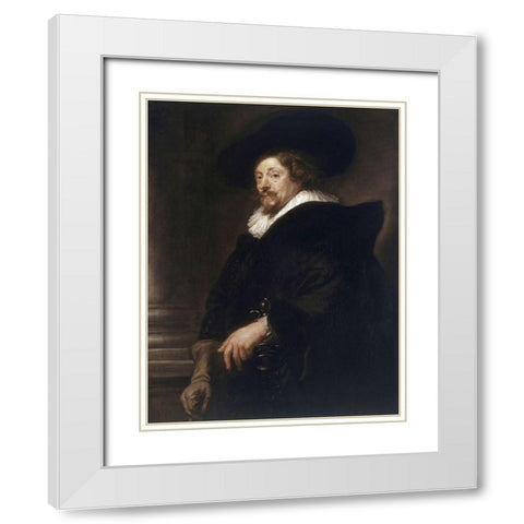 Self-Portrait White Modern Wood Framed Art Print with Double Matting by Rubens, Peter Paul