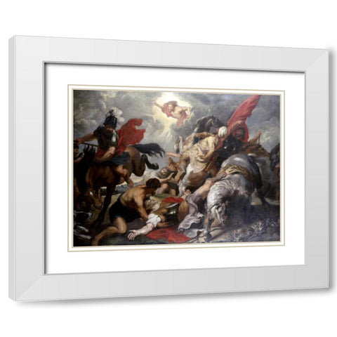 The Conversion of St. Paul White Modern Wood Framed Art Print with Double Matting by Rubens, Peter Paul
