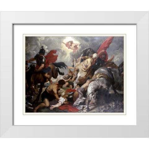 The Conversion of St. Paul White Modern Wood Framed Art Print with Double Matting by Rubens, Peter Paul