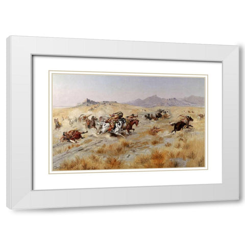 Attack White Modern Wood Framed Art Print with Double Matting by Russell, Charles M.