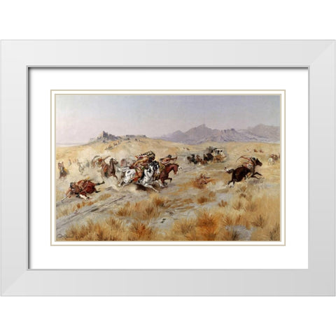 Attack White Modern Wood Framed Art Print with Double Matting by Russell, Charles M.