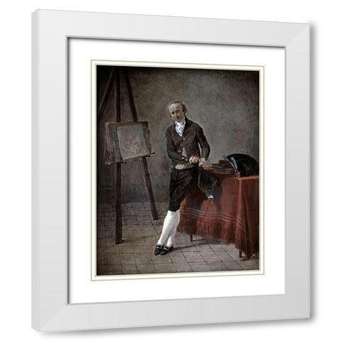 Artist Portrait White Modern Wood Framed Art Print with Double Matting by Sablet, Jacques Henri