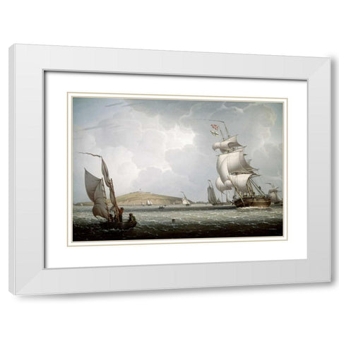 Boston Harbor White Modern Wood Framed Art Print with Double Matting by Salmon, Robert