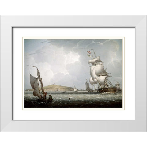 Boston Harbor White Modern Wood Framed Art Print with Double Matting by Salmon, Robert