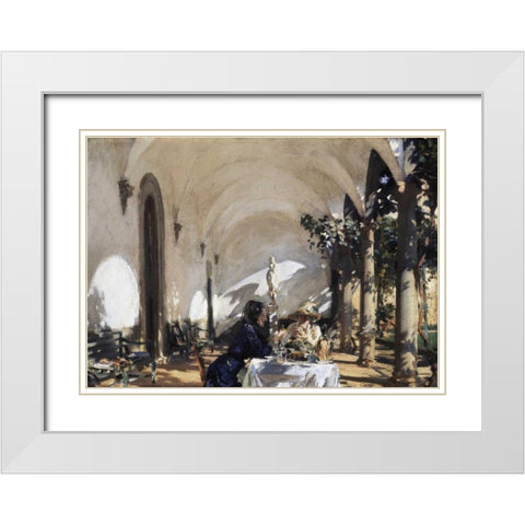 Breakfast in the Loggia White Modern Wood Framed Art Print with Double Matting by Sargent, John Singer