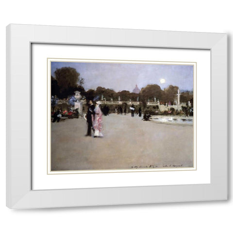 Luxembourg Gardens at Twilight White Modern Wood Framed Art Print with Double Matting by Sargent, John Singer