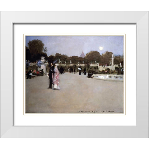 Luxembourg Gardens at Twilight White Modern Wood Framed Art Print with Double Matting by Sargent, John Singer