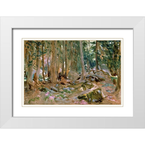 Pine Forest White Modern Wood Framed Art Print with Double Matting by Sargent, John Singer