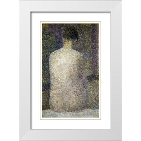 Pose From The Back White Modern Wood Framed Art Print with Double Matting by Seurat, Georges