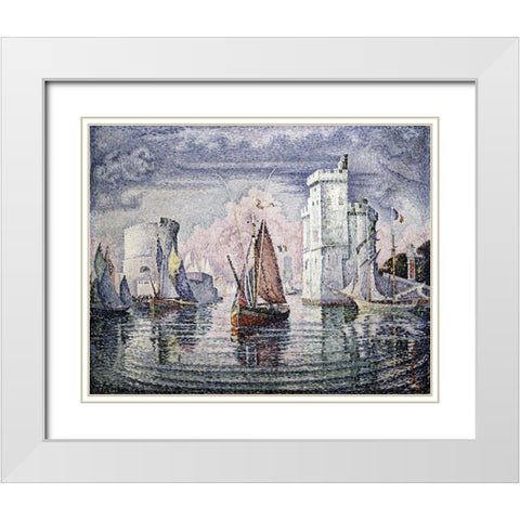 Entrance To The Port of La Rochelle White Modern Wood Framed Art Print with Double Matting by Signac, Paul