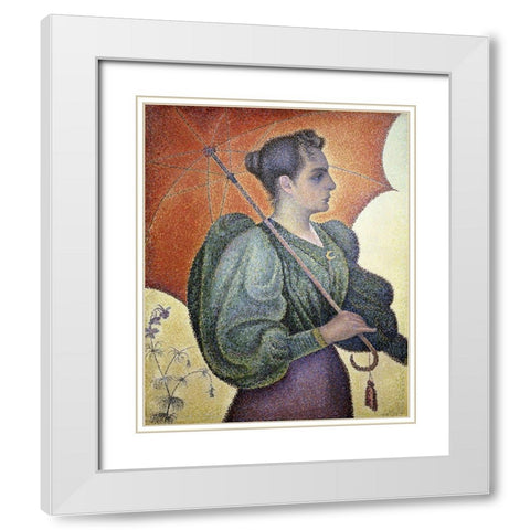 Portrait of Bertha Signac White Modern Wood Framed Art Print with Double Matting by Signac, Paul