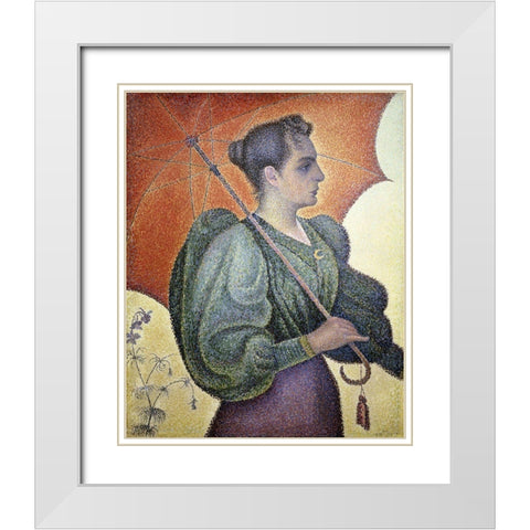 Portrait of Bertha Signac White Modern Wood Framed Art Print with Double Matting by Signac, Paul