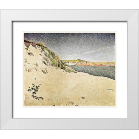 Sandy Ocean Beach White Modern Wood Framed Art Print with Double Matting by Signac, Paul