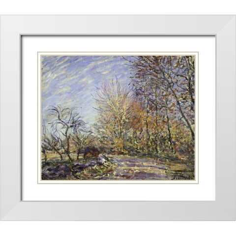 Outskirts of the Fontainbleau Forest White Modern Wood Framed Art Print with Double Matting by Sisley, Alfred
