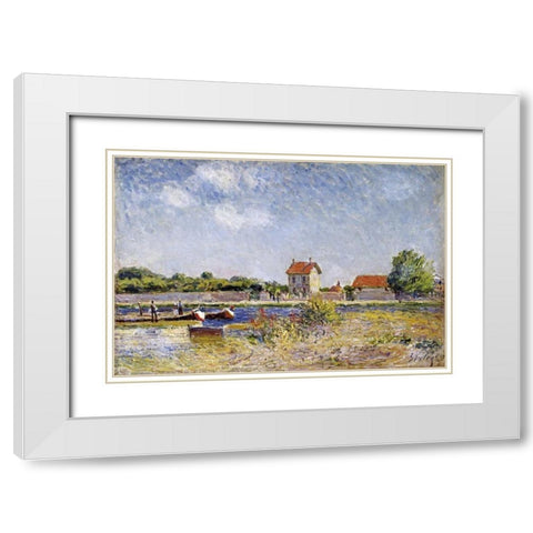 Saint-Mammes White Modern Wood Framed Art Print with Double Matting by Sisley, Alfred