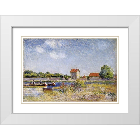 Saint-Mammes White Modern Wood Framed Art Print with Double Matting by Sisley, Alfred