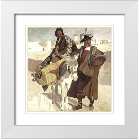 Typical Men of La Mancha White Modern Wood Framed Art Print with Double Matting by Sorolla y Bastida, Joaquin