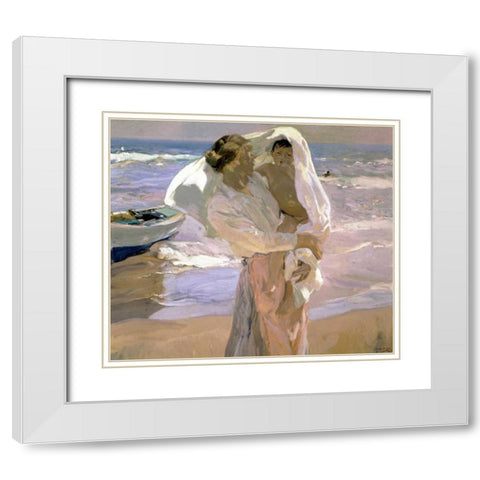 After the Bath White Modern Wood Framed Art Print with Double Matting by Bastida, Joaquin Sorrolla