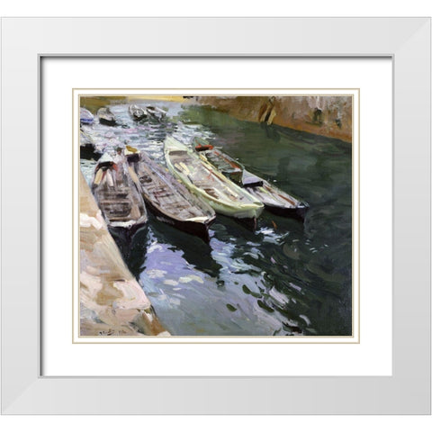 Boats at Rest White Modern Wood Framed Art Print with Double Matting by Sorrolla y Bastida, Joaquin