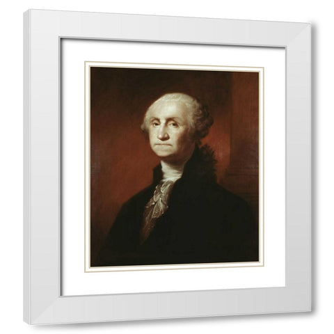 George Washington White Modern Wood Framed Art Print with Double Matting by Stuart, Gilbert